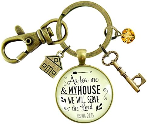 Gutsy Goodness Inspirational Faith Keychain Message Womens Jewelry Pendant Key Ring Fob Metal Glass Pendant, Gift Box