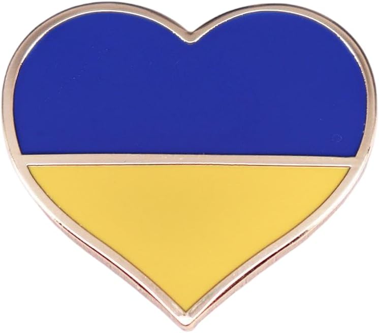Ukrainian Flag Enamel Pin Blue Yellow Heart-shaped Ukraine Badge Brooch For Backpacks Coat Accessories