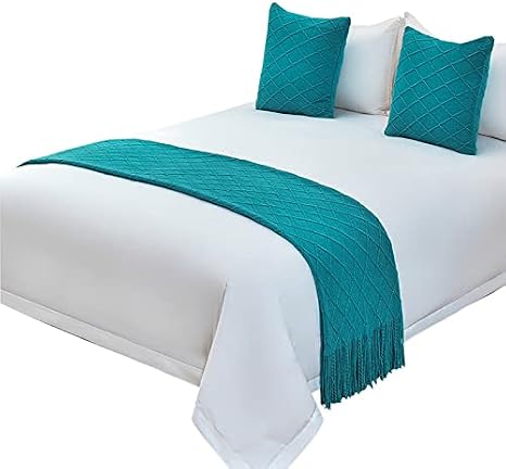 Solid Knitted Sofa Decorative Throw Cushion Cover 18" x 18", Dark Cyan