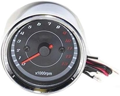 Motorcycle Dirt Bike LED Light 13000 RPM Tachometer Speedometer Gauge For Honda Yamaha Suzuki Cruiser Chopper (Chrome)