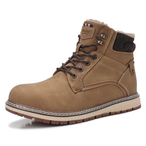 ANALEAF Mens Snow Boots Warm Winter Boots Non Slip Outdoor Fur Lined Shoes