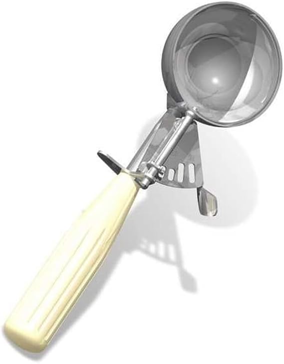 Crestware Plastic Handle Stainless Steel Thumb Dishers with Thumb Levers, Size 10, Ivory