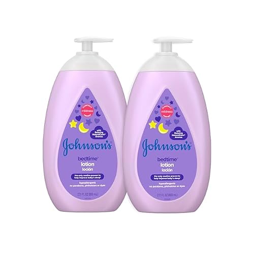 Johnsons Moisturizing Bedtime Baby Lotion with Coconut Oil & NaturalCalm Aromas to Help Relax Baby, Mild, Hypoallergenic & Paraben-, Phthalate- & Dye-Free, Twin Pack, 27.1 fl. oz, 2 Pack