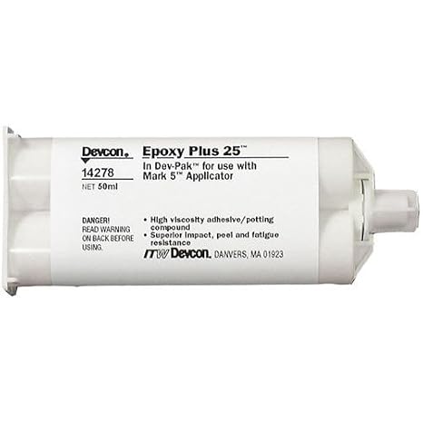 Devcon Epoxy Plus 25 Gray Two-Part Epoxy Adhesive - Base & Accelerator (B/A) - 50 ml Cartridge - 14278 [Price is per Cartridge]