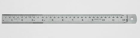 Kristeel Shinwa 12" 300 mm Rigid English Metric Satin Chrome Stainless Steel Machinist Engineer Ruler / Rule with Conversion Table Model 401 C8