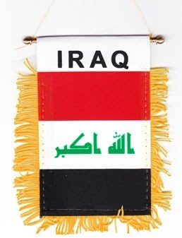 Iraq (Current) Fringed Rear-View Mirror Window Hanging Flag with Suction Cup