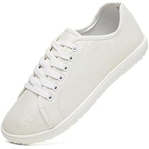 TUOPIN Women's Low Top Tennis Shoes -Black Synthetic Leather Shoes,Classic Lace-Up Denim Canvas Sneakers for Casual Walking