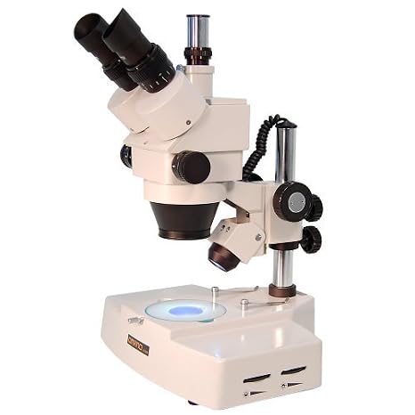 Omano OM2344-T - 7.5X-45X - Trinocular - Zoom Stereo Inspection Microscope - Double-Wide Base - Dual Halogen Illumination