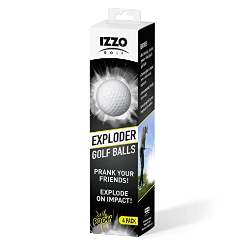 Izzo Golf Exploding Prank Golf Balls - 4 Pack, White