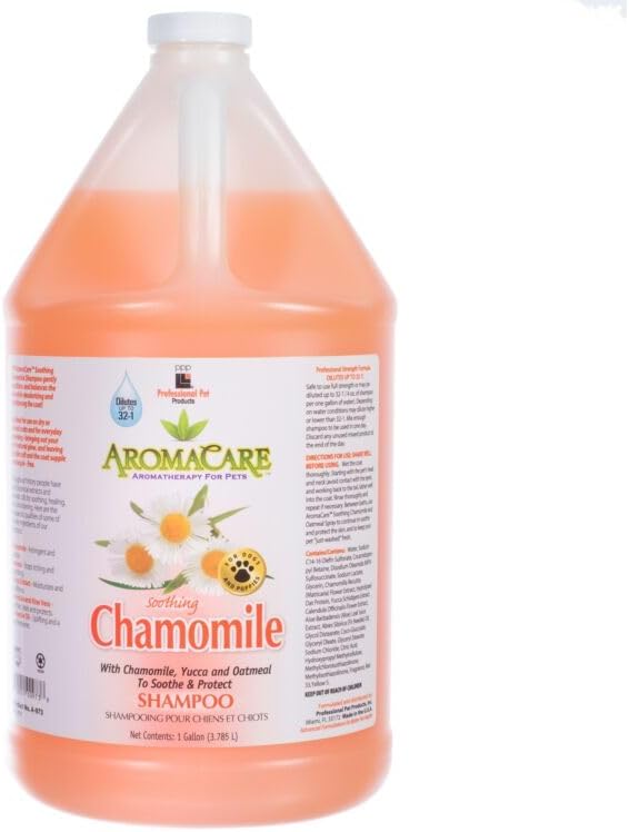 PPP AromaCare Chamomile Shampoo for Dogs with Sensitive Skin - Nourishes & Moisturizes Fur & Coat - Chamomile & Oatmeal - 1 Gallon