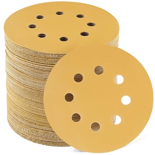 LotFancy 100 PCS 400 Grit Sandpaper, 5 Inch 8 Hole Sanding Disc Aluminum Oxide, Orbital Sander Sandpaper for Stripping Paint, Sand Paper for Wood, Plastic, Rust Removal, Random Orbital Sander Pads