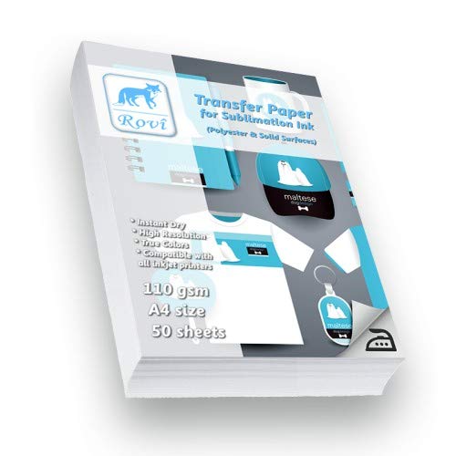 Rovi Transfer Paper PolyesterCeramicMetal 100gsm 50yp A4