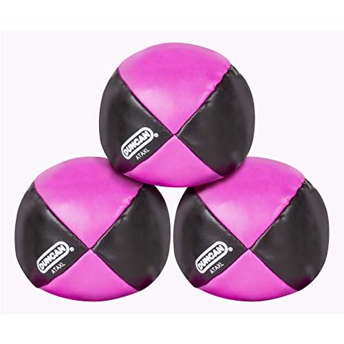 Duncan Toys Juggling Balls, Multicolor, Vinyl Shells, Circus Balls with 4 Panel Design, Plastic Beans, 3 Pack, Black & Pink