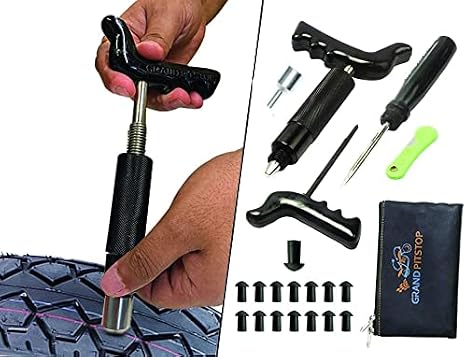 GRAND PITSTOP 20 Pcs Tubeless Tire Puncture Repair Kit with Mushroom Plug for Tyre Punctures and Flats on Cars, Motorcycles, ATV, Trucks & Tractors (15 Mushroom Plugs)