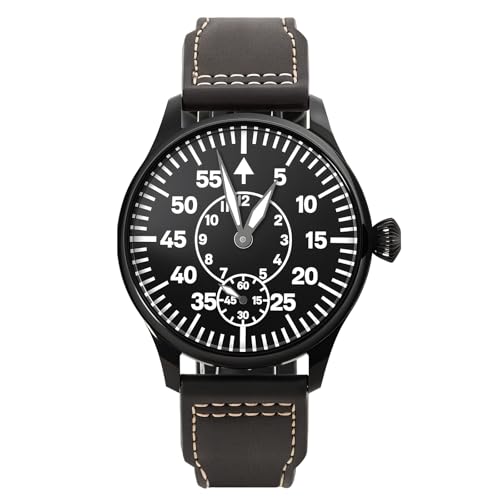 Mens Mechanical Wristwatch 44mm - Pilots Watch Vintage Manual Winding Seagull ST3621 6498 Movement, Swiss C3 Luminous Sapphire Crystal, 3ATM Watches for Men