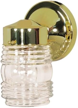 Monument 671190 Outdoor Jelly Jar Wall Lantern, 4-3/8" x 6-3/4", Polished Brass
