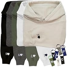 GODMERCH Custom Embroidered Initial Heart Hoodie Initial On Sleeve Hoodie Matching