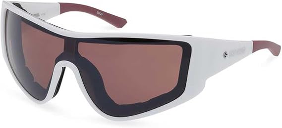 Harley-Davidson Men's Edgy Shield Sunglasses, Shiny White Plastic Frames