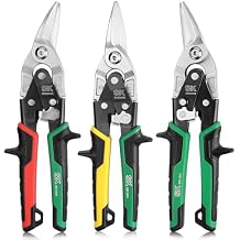 SK Aviation Tin Snips Set, Left, Right and Straight Cut, Cr-Mo Steel Blade, Anti-slip Handle and Safety Latch, for Cutting Sheet Metal