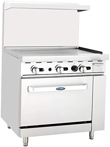 Atosa 36 Commercial Gas Range, Griddle Top, 1 Oven, Natural Gas, Stainless Steel, Freestanding