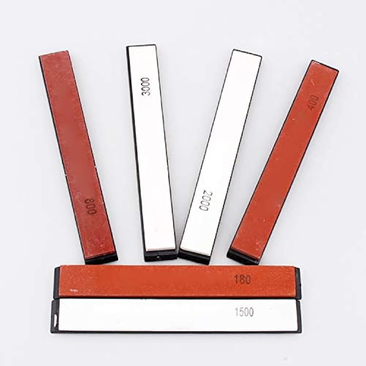 6PcsSet Whetstone Sharpening Stones, Grit 180# 400# 800# 1500# 2000# 3000# 5.91 x 0.79 x 0.2in for Kitchen with a Non-slip Base for Most Grinding Operations