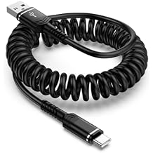 USB to USB C Coiled Cable Fast Charging 6FT, Retractable USB C Car Charger Cable Android Auto Type C Cord for Samsung Galaxy S26 S25 Ultra A17 A16 A56 A36 A15 A55 Pixel 10a 10 9 Pro iPhone 17 Pro Max