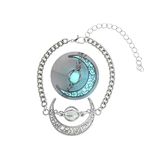 EEQQBZ Glow in The Dark Silver Crescent Moon bracelets - Glowing Blue Moon Charm - Magical Fantasy Fairy Glowing bracelets - Glow Jewelry