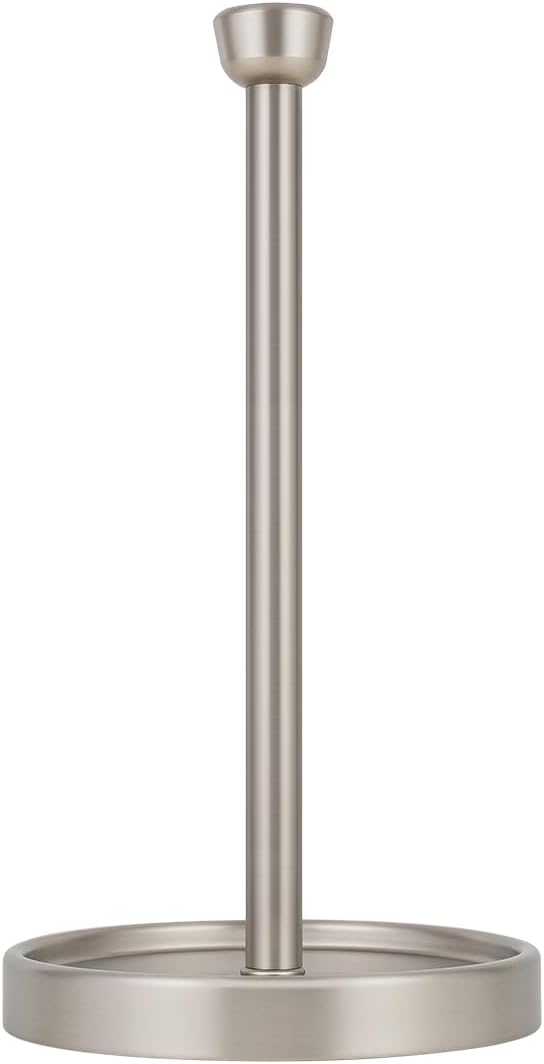 Ivilon Countertop Paper Towel Holder - Modern Tapered End Cap Design - Color Brushed Nickel