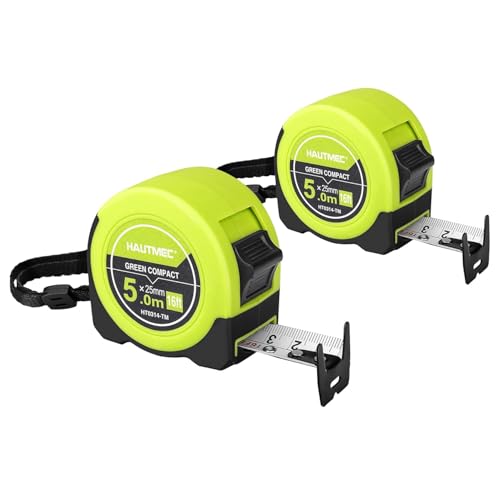 HAUTMEC Tape Measure 16ft with Dual Scale Metric and Imperial 18 Fractions Measuring Tape Compact Economical for Home DIY Renovations Crafting Quick Fixes HT0314-2PC