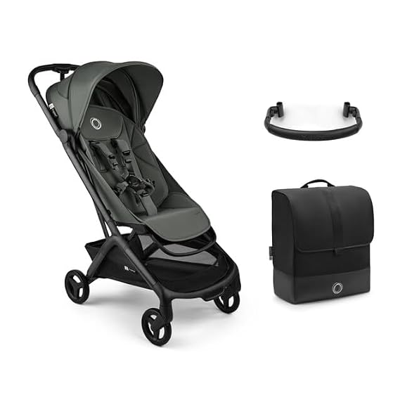 Bugaboo Butterfly 2 Travel Stroller Bundle Ultra-Compact Stroller Forest Green  Transport Bag  Safety Bar Airplane-Friendly, Lightweight & Travel-Ready