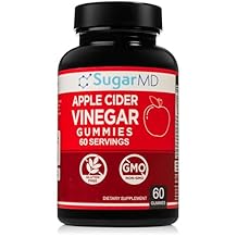 SugarMD Apple Cider Vinegar 60 Gummies - Vitamin B6 & B12-500mg Apple Cider Vinegar Supplement from Raw, Unfiltered, Unpasteurized Apples - Vegan & Halal