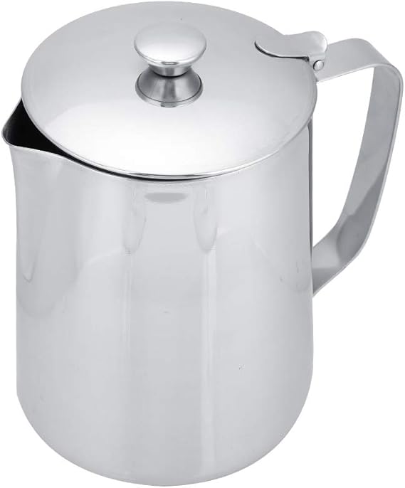 Commercial Grade Stainless Steel Coffee Steaming Pitcher Milk Frothing Cup Jug with Lid (350mL)
