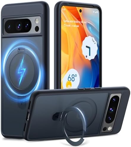 TORRAS Magnetic Shockproof for Google Pixel 8 Pro Case with Stand [Fit for MagSafe] [12FT Military Drop Protection] Sturdy Kickstand Protective Durable Slim Pixel 8 Pro Phone Case, Ostand, Black