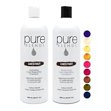 Pure Blends Chestnut Color Depositing Shampoo & Conditioner 33.8 Oz. Brightens and Tones Color Faded Hair Prevent Color Fade & Extend Color Service on Color Treated Hair Semi Permanent Hair Dye