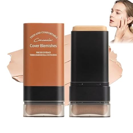 Makeup Foundation, Korea Flawless Eraser Foundation Stick, Instant Concealing Foundations Stick with Built-In Brush, Multi-use Hydrating Lightweight Foundations Sticks, Natural Finish (04#)