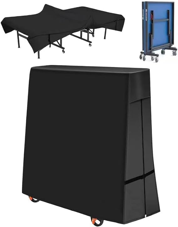 Outdoor Ping Pong Table Cover, 600D Waterproof Sunproof Indoor & Outdoor Fits Universal Folding Tables and Flat 9x5 FT Tables Tennis