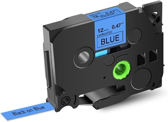 Laminated Tape 12mm for Tze-Label Tape TZE231 for Labeling Printers PTH110 P710BT H105(Black on Blue)