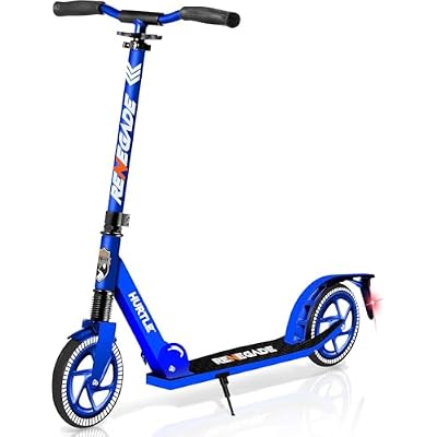 Hurtle Renegade Kick Scooter for Kids, Teenagers & Adults - 2-Wheel Folding Scooter with Adjustable T-Bar Handlebar - Alloy Anti-Slip Deck