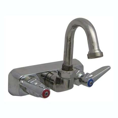 T&S Brass B-1146-01 Workboard Faucet, Wall Mount, 4-Inch Centers, 131X Swivel Gooseneck, Lever Handles