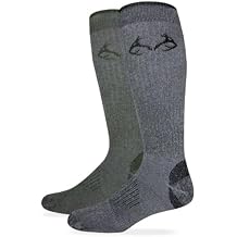 Team Realtree Men's All Season Over the Calf Tall Boot Socks 2 Pair Pack, Olive/Black, Large