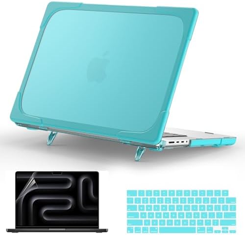 Teryeefi [Durable] & [Heavy Duty] Foldable Kickstand Cove for MacBook Pro 14 inch M4 M3 M2 M1 Pro Max Chip 2025 2024 2023 2021 Released, Shockproof Anti-Scratch and Anti-Fingerprint Hard Case, Green