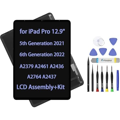 Screen Replacement for iPad Pro 12.9 5th 6th Gen Generation A2379 A2461 A2436 A2764 A2437 2021 2022 Display LCD Assembly Glass Touch Digitizer Premium Repair Kit Black