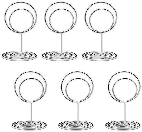 Jofefe 20pcs Mini Place Card Holders, Cute Table Number Holders, Classy Table Card Holder Table Picture Stands, Elegant Wire Photo Holder Menu Memo Clips, Idea for Wedding, Anniversary Party(Silver