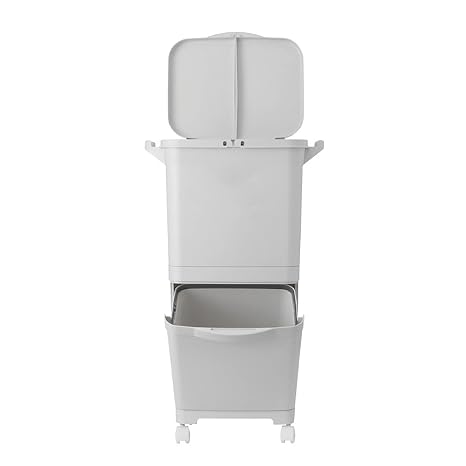Indoor Trash Can 2 Layer Classification Trash Can with Lid 40L Kitchen Plastic Dustbin Wet and Dry Recycle(Double Cover)