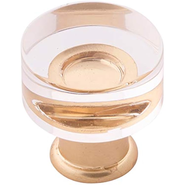 Hickory Hardware 1 Pack Solid Core Kitchen Cabinet Knobs, Luxury Cabinet and Dresser Knobs, Handle Pulls for Doors & Drawers, 1 Inch, Crysacrylic with Brushed Golden Brass, Midway Collection