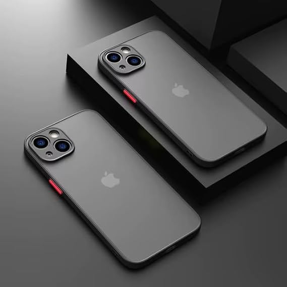 GGM GİYİM & AKSESUAR iPhone 15 ile Uyumlu Arka Kısmı Mat Şeffaf Yapıya Sahip Kenarları Silikon Tpu Malzemeden Üretilmiş Renkli Tuşlara Sahip Kamera Korumalı Transparan Kılıf (Siyah)