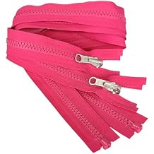 2pcs YKK #5 Molded Plastic Reversible Slider Inside/Outside Medium Weight Sport Jacket Zipper Separating Aluminum Pull Color Lipstick Pink #516W - Choose Your Length (Lipstick Pink #516W, 25" Inches)