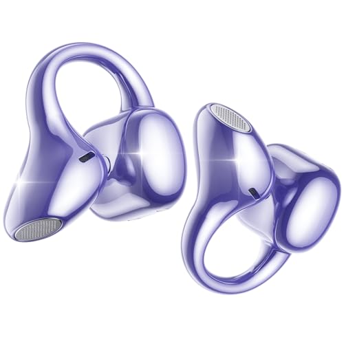 Kinglucky AirClip Open-Ear Earbuds Comfortable & Secure, Immersive Sound, 50H Battery, Bluetooth 5.4 Wireless Headphones, Lightweight & Glasses Clip on Ear Buds for Commute All-Day Wear Purple