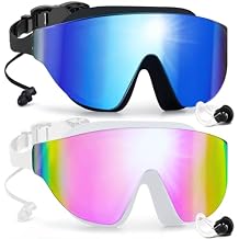 Swim Goggles, Rimless Wide View Swimming Goggles for Adult, Anti-Fog Anti-UV No Leaking Pool Goggles for Men & Women