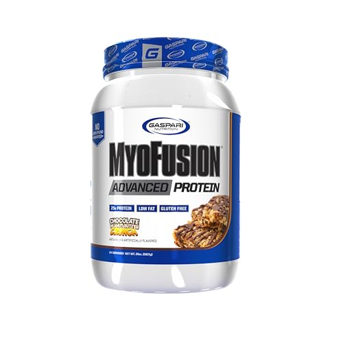 Gaspari Nutrition Myofusion Advanced Protein, Protein Blend with Whey Protein, Casein Protein and Isolate Protein, Low Fat and Gluten Free Chocolate Peanut Butter Crunch, 2 Pound